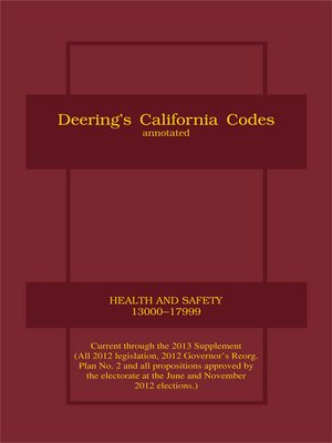 cover image of Deering's California Health and Safety Code, Annotated